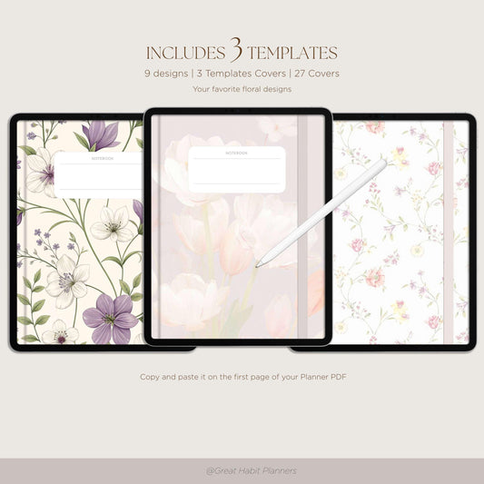 Digital Notebook Covers | Floral designs | GoodNotes, Samsung Notes Covers, Notability Covers, Digital Planner Covers - Digital Covers