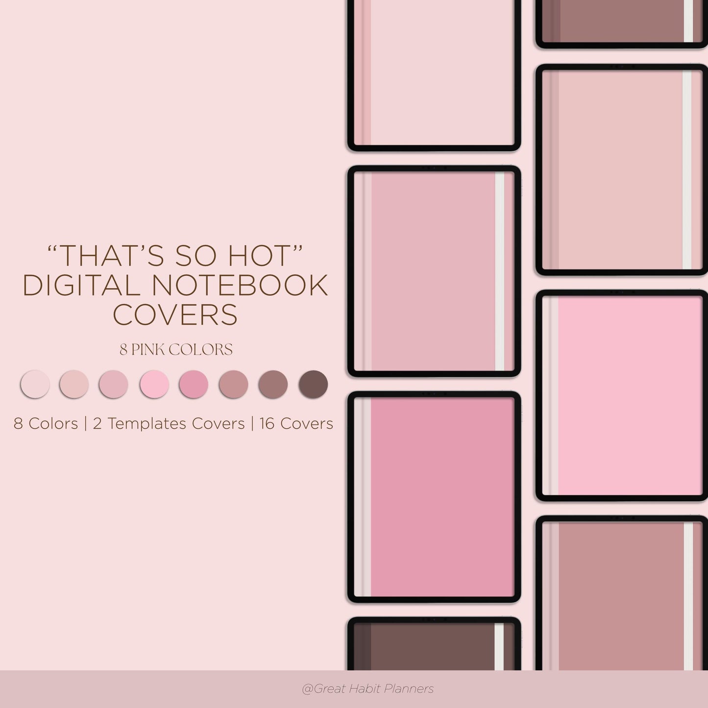 Digital Notebook Covers | Pink Colors | "That's So Hot" | GoodNotes Covers, Samsung Notes Covers, Notability Covers, Digital Planner Covers