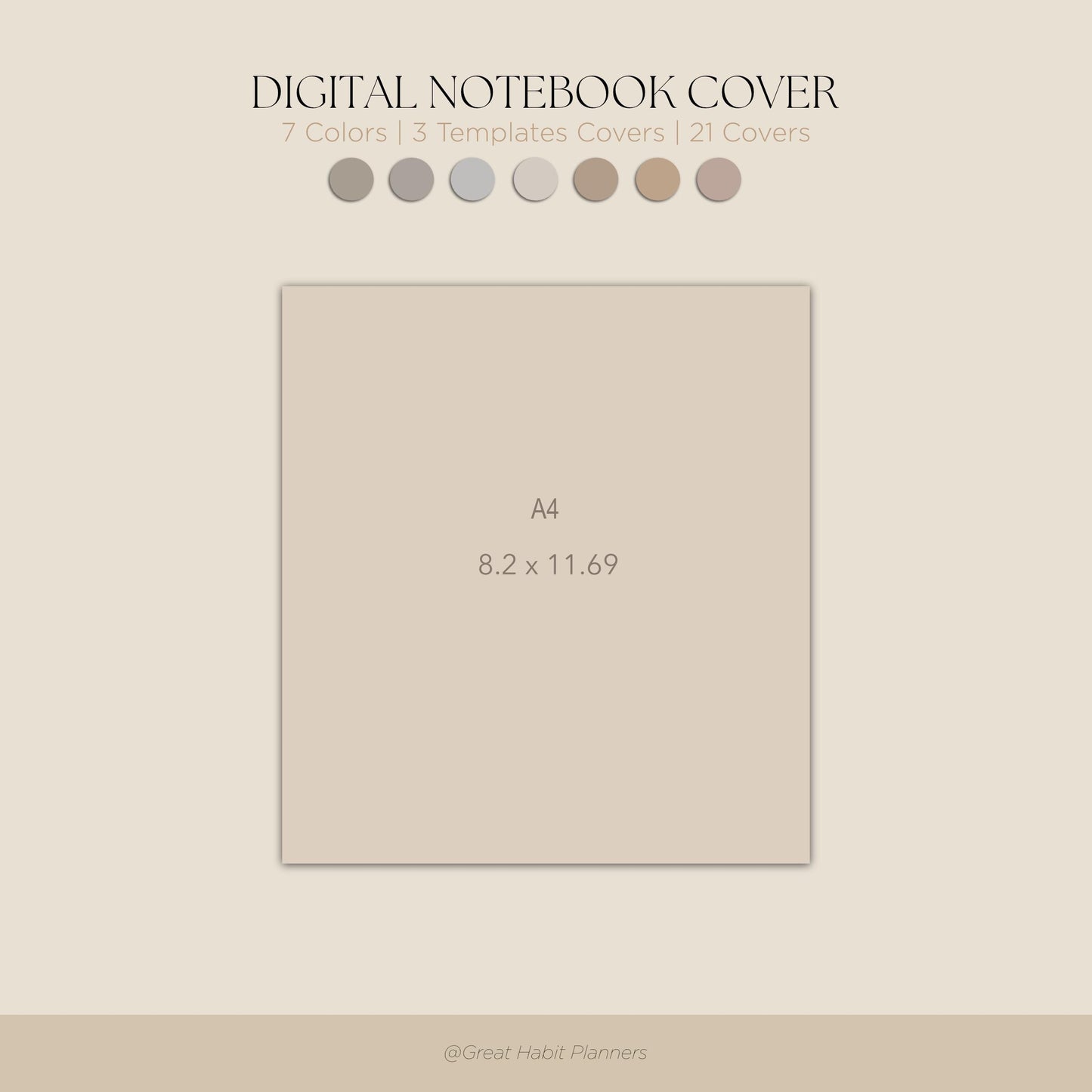 Digital Notebook Covers - Neutral - Realistic Hard Covers Elastic Band | Digital Planner and Digital Journal | A4 | 7 Colors | That Girl |