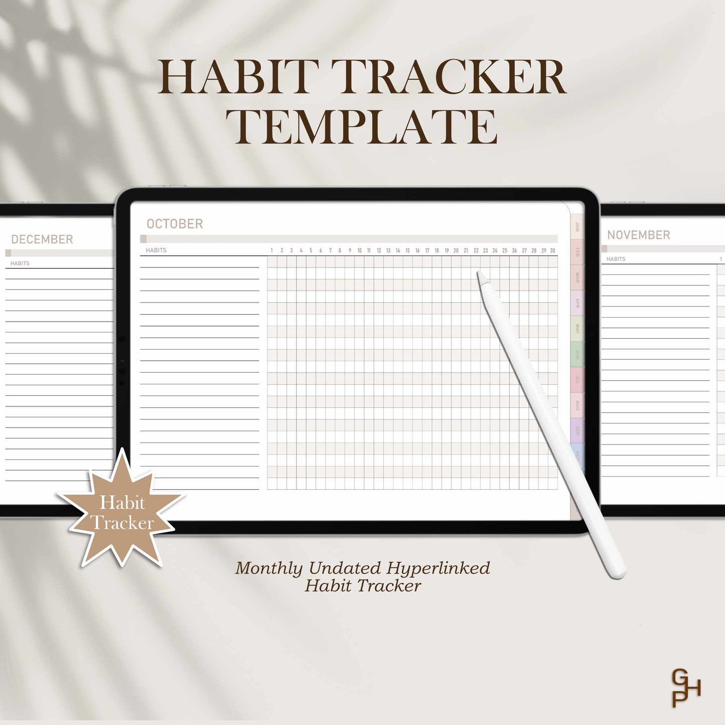 Digital Habit Tracker Template I Digital Planners & Calendars | GoodNotes, Notability | Hyperlinked Planner | Goal Setting | Undated Planner