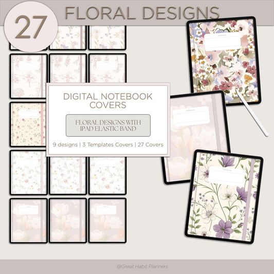 Digital Notebook Covers | Floral designs | GoodNotes, Samsung Notes Covers, Notability Covers, Digital Planner Covers - Digital Covers