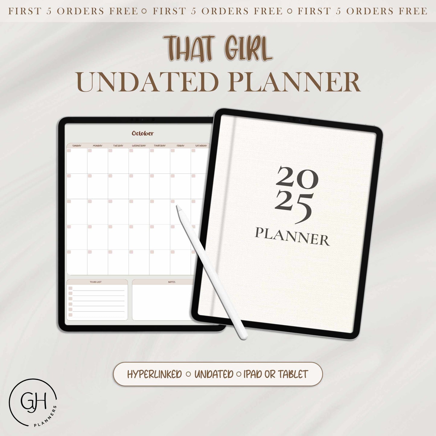 Undated Monthly Digital Planner, GoodNotes Planner, Nobility Planner, Monthly Planner, Boho, Brown Theme Planner, GreatHabitPlanners