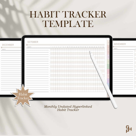 Digital Habit Tracker Template I Digital Planners & Calendars | GoodNotes, Notability | Hyperlinked Planner | Goal Setting | Undated Planner